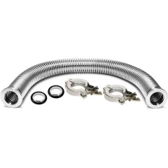 Ai KF25 1m Flexible Stainless Bellow Kit, curved corrugated stainless hose with two clamps and two centering rings