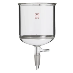 Ai 2L Heavy Wall Buchner Funnel, 24/40, clear glass funnel with frit disc, side arm and ground joint stem