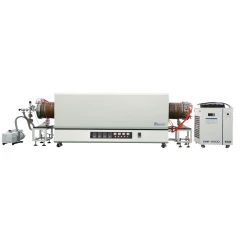 Tube Furnace with Stainless Steel Tube, 60-350mm, long white furnace with tube ends, vacuum pump and chiller