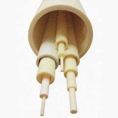 Alumina Ceramic Process Tube, Open Both Ends, cream ceramic tubes of several diameters nested together