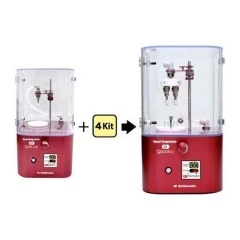 BioChromato C1 4-Channel Conversion Kit, before and after view of red evaporator with clear cover, one to four ports