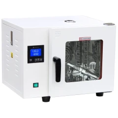Ai 0.5 Cu Ft 200°C Forced Air Oven, 316L, white benchtop oven with window door, display and black handle
