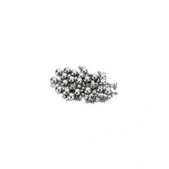 Stainless Steel Grinding Balls for Ball Mills, pile of shiny steel balls in mixed sizes, white background