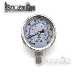 Stainless Compound Gauge 0-30 PSI, 1/4" MNPT, round dial gauge with stainless case and bottom thread
