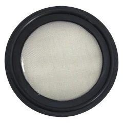 2" Tri-Clamp Screen Gasket, 350 Mesh 40 Micron, black rubber ring with fine metal mesh centre
