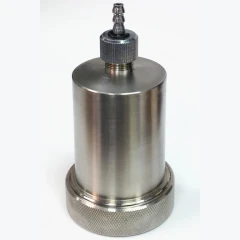 50ml Stainless Steel Vacuum Jacket MVSSC.50, brushed steel canister with knurled base and hose barb fitting on top