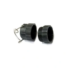 Ai 2L SolventVap Flask Quick Release Set, two black threaded plastic collars, one with a wire clip