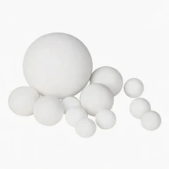 Alumina Ceramic Grinding Balls, white ceramic balls in several sizes, white background