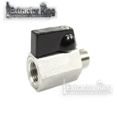 3/8" Mini Ball Valve, SS304, stainless body with black lever, female and male threaded ends