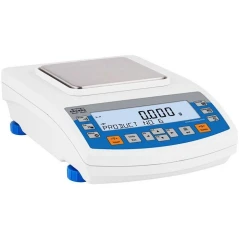 Radwag PS 1000.R2 1000g 0.001g Precision Balance, white balance with square steel pan, display and blue keypad