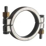 3" High Pressure Tri-Clamp Clamp, stainless two-piece clamp with bolts and brass nuts, side angle