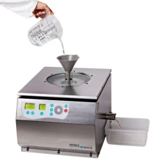 Benchmark SIEVA-3 Filtration Centrifuge, stainless benchtop unit with funnel, keypad and side collection tray
