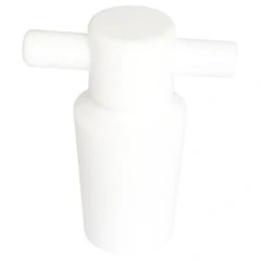 Ai Solid PTFE 34/45 Joint Stopper, white solid stopper with tapered body and T-shaped grip, white background