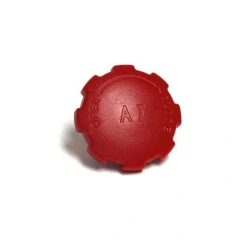 Vacuum/Vent Valve Knob for AT Series Ovens, red plastic ridged knob, top view, white background