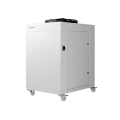 LAUDA Ultracool UC 24 Process Chiller, grey cabinet on casters with side door and top-mounted fan, three-quarter view