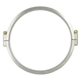12" High Pressure Tri-Clamp Clamp, large thin stainless ring clamp with two bolts, top view