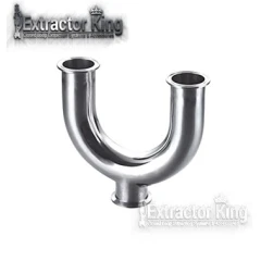 1.5" Tri-Clamp Tee, SS304, polished stainless U-shaped fitting with three clamp ends
