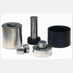 Ai 15mm Dry Pressing Die Set, steel die sleeve, push rod on knurled base, spacers and black base ring