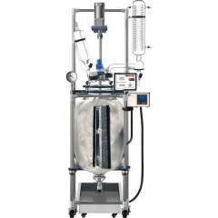 Ai 50L Glass Reactor w/ 200°C Heating Jacket, vessel wrapped in heating jacket on frame with side controller
