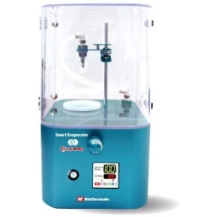 BioChromato C1 Smart Evaporator 110V 60Hz, teal base with clear acrylic enclosure and front display