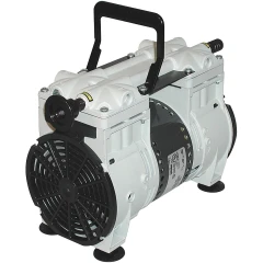 Welch 2563 WOB-L 2.3 CFM Oil-Free Pump, grey twin-head pump with black handle and fan guard