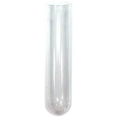 High Purity Quartz Process Tube, clear quartz tube with one rounded end, white background
