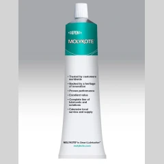 Molykote High Vacuum Grease, 100 g Tube, white tube with teal band and white cap, grey background