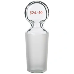 Ai 24/40 PennyHead Glass Hollow Stopper, clear glass stopper with round flat head and frosted ground taper
