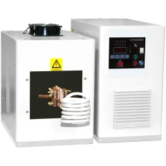 Ai IHG20AB 20kW High-Frequency Induction Heater, white control cabinet and separate head unit with white coil