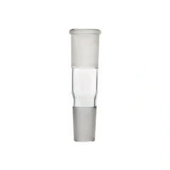 Ai 24/40 Male to Female Glass Adapter, short clear glass tube with frosted ground joints at both ends