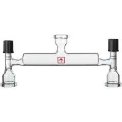 Ai 10L/20L Rotovap Dual Receiving Flask Bridge, clear glass bridge tube with center inlet and two capped valves