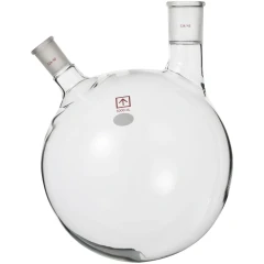 Ai 5L Heavy Wall 2-Neck Round Bottom Flask, clear glass round flask with two angled ground joint necks