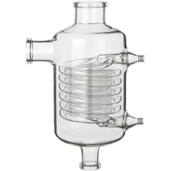 Ai SE53 20L Glass Auxiliary Condenser, clear glass body with inner coil and side hose barbs