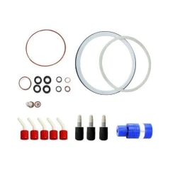 Ai R10 to R50 Glass Reactor Service Kit, gaskets, O-rings, red-capped barbs, black fittings and blue part