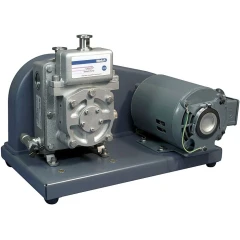 Welch ChemStar 1400N 0.9 CFM Belt Drive Pump, grey pump and motor on a shared base, white background