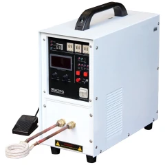 Ai IH25A 25kW Compact Induction Heater, white cabinet with carry handle, control panel, foot pedal and copper coil