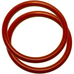 High Temp Silicone Sealing O-Rings, 2"-6", two red-orange silicone rings, white background