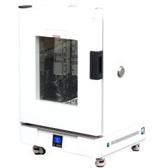 Ai 8 Cu Ft 250°C Forced Air Oven, 316L 220V, white cabinet with window door, shelves and controller on casters