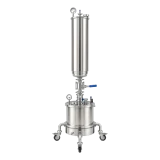 10lb Closed Loop Extractor, Passive-Active, tall stainless column over wide base on wheels, gauges and valve