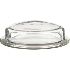 Glass Vessel Cover for Ai R10-R50 Reactors, clear domed glass cover with a flat rim, side view