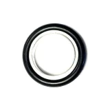 Ai KF25/NW25 Centering Ring, Viton, black O-ring seated on a metal centering ring, top view