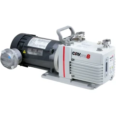 Welch CRVpro 8 Explosion Proof Vacuum Pump, white pump body with carry handle and black motor, side view