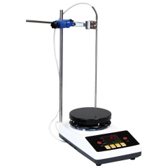 Ai HP5 5.5" PID Hot Plate Stirrer, 0.8 Gallon, black round plate on white base with display, rod stand and probe