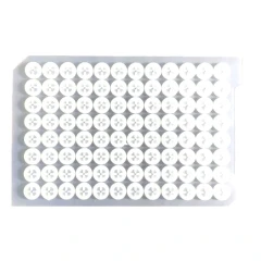 NEST Silicone Sealing Mat, Square Well, translucent mat with rows of round plugs with cross slits, top view