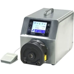 Ai P6A 6 L/min Peristaltic Pump, ETL, stainless housing with touchscreen, black pump head, handle and foot pedal