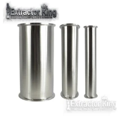 1.5" Open Tri-Clamp Spools, three polished stainless tubes with clamp flanges, different widths