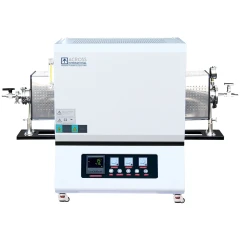 Ai TF1750 1750C 80mm Tube Furnace, Eurotherm, white furnace with tube flanges on supports, controller and meters
