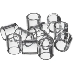 8 x 8 mm Raschig Rings for Packable SP Head, loose clear glass ring pieces, white background
