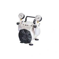Welch 2522 WOB-L 0.76 CFM Oil-Free Pump, white pump with black fan cover, two gauges and carry handle