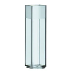 BrandTech Macro Fluorimetry PS Cuvettes, single clear square plastic cuvette, white background